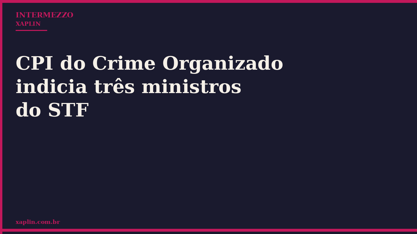 CPI do Crime Organizado indicia três ministros do STF