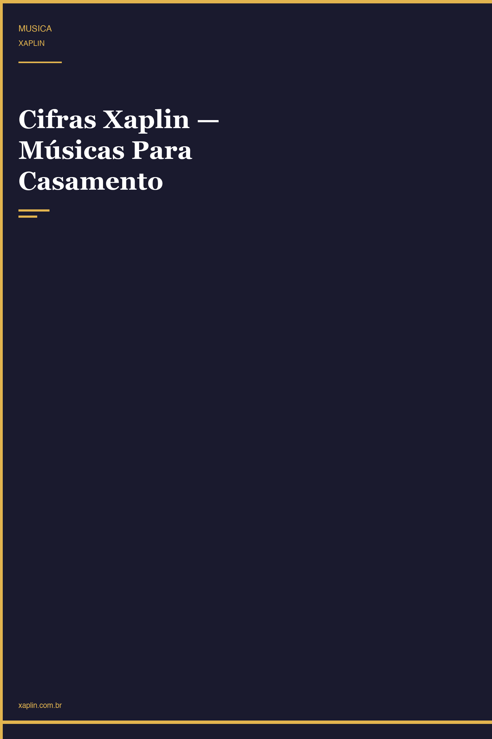 Cifras Xaplin — Músicas Para Casamento