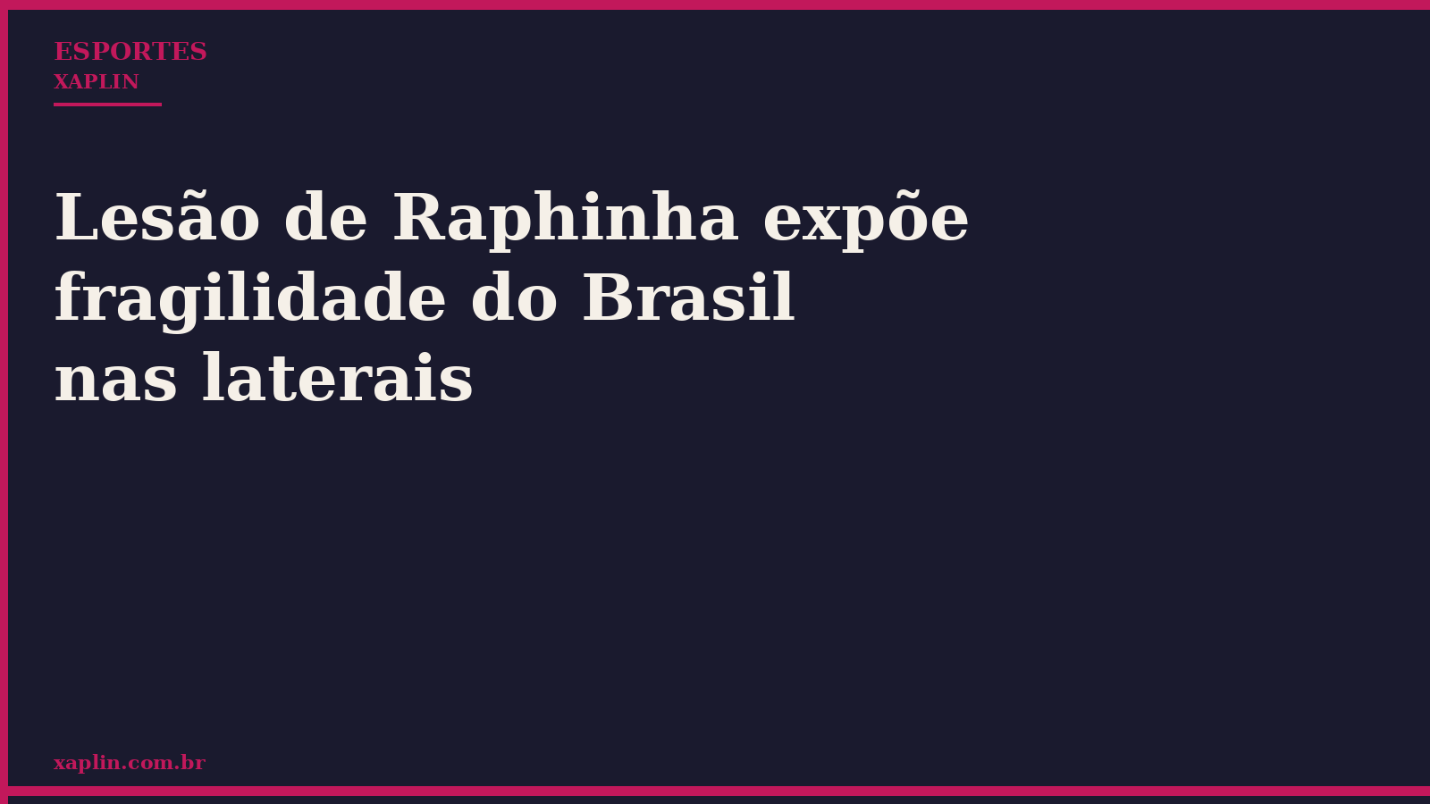 Lesão de Raphinha expõe fragilidade do Brasil nas laterais