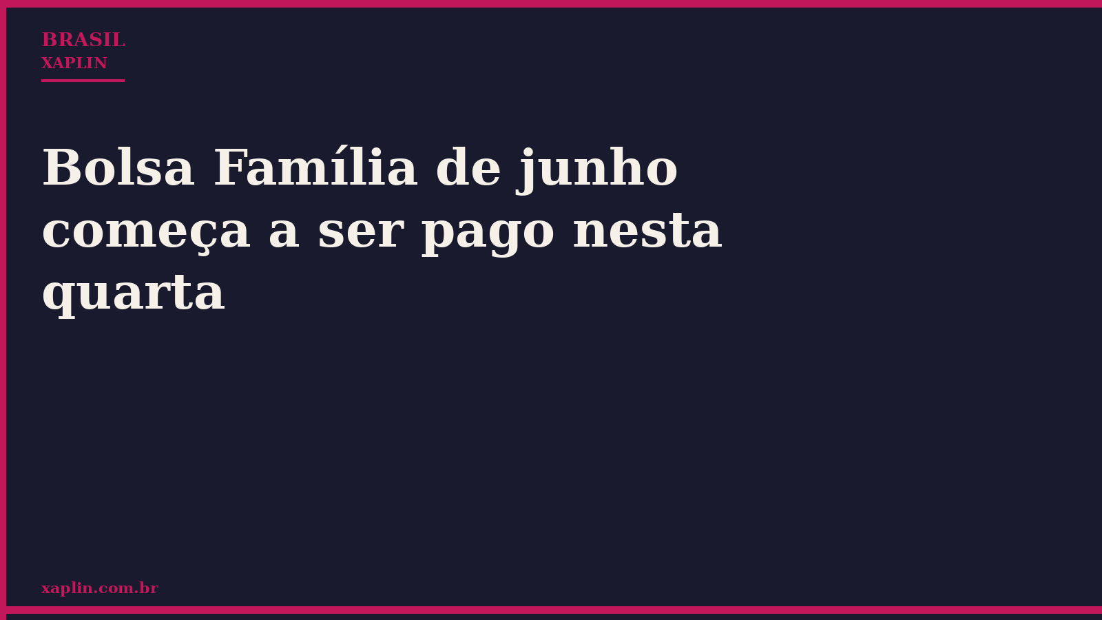 Bolsa Família de junho começa a ser pago nesta quarta-feira
