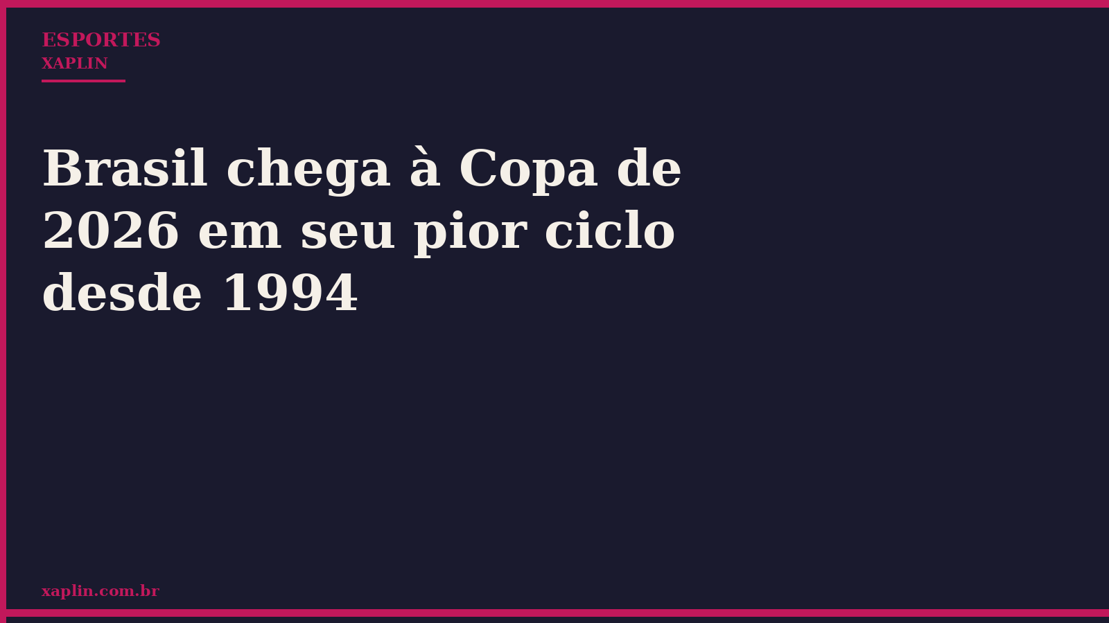 Brasil chega à Copa de 2026 em seu pior ciclo desde 1994