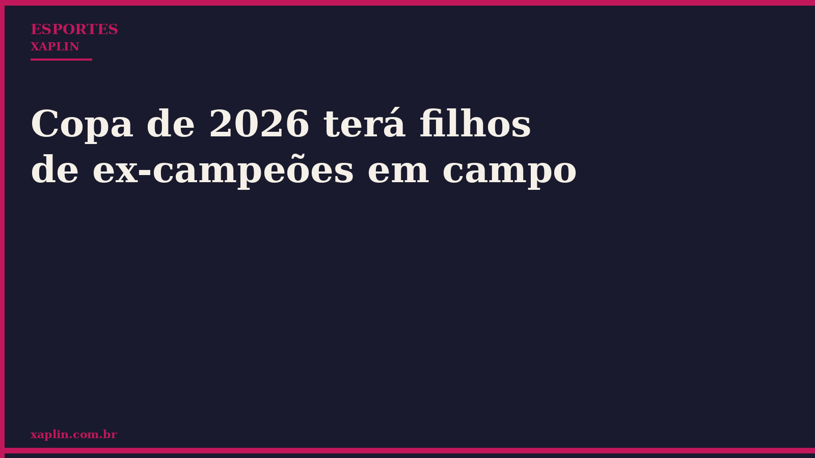 Copa de 2026 terá filhos de ex-campeões em campo