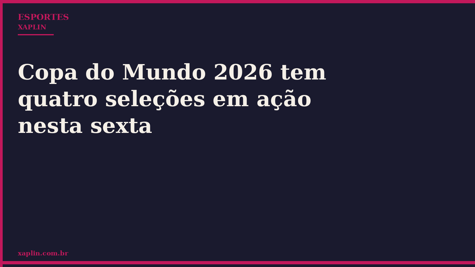 Copa do Mundo 2026 tem quatro seleções em ação nesta sexta