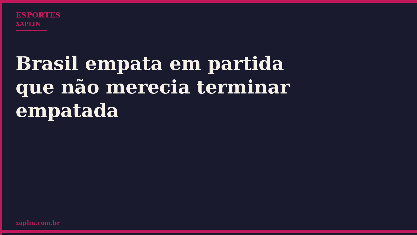 Brasil empata em partida que não merecia terminar empatada