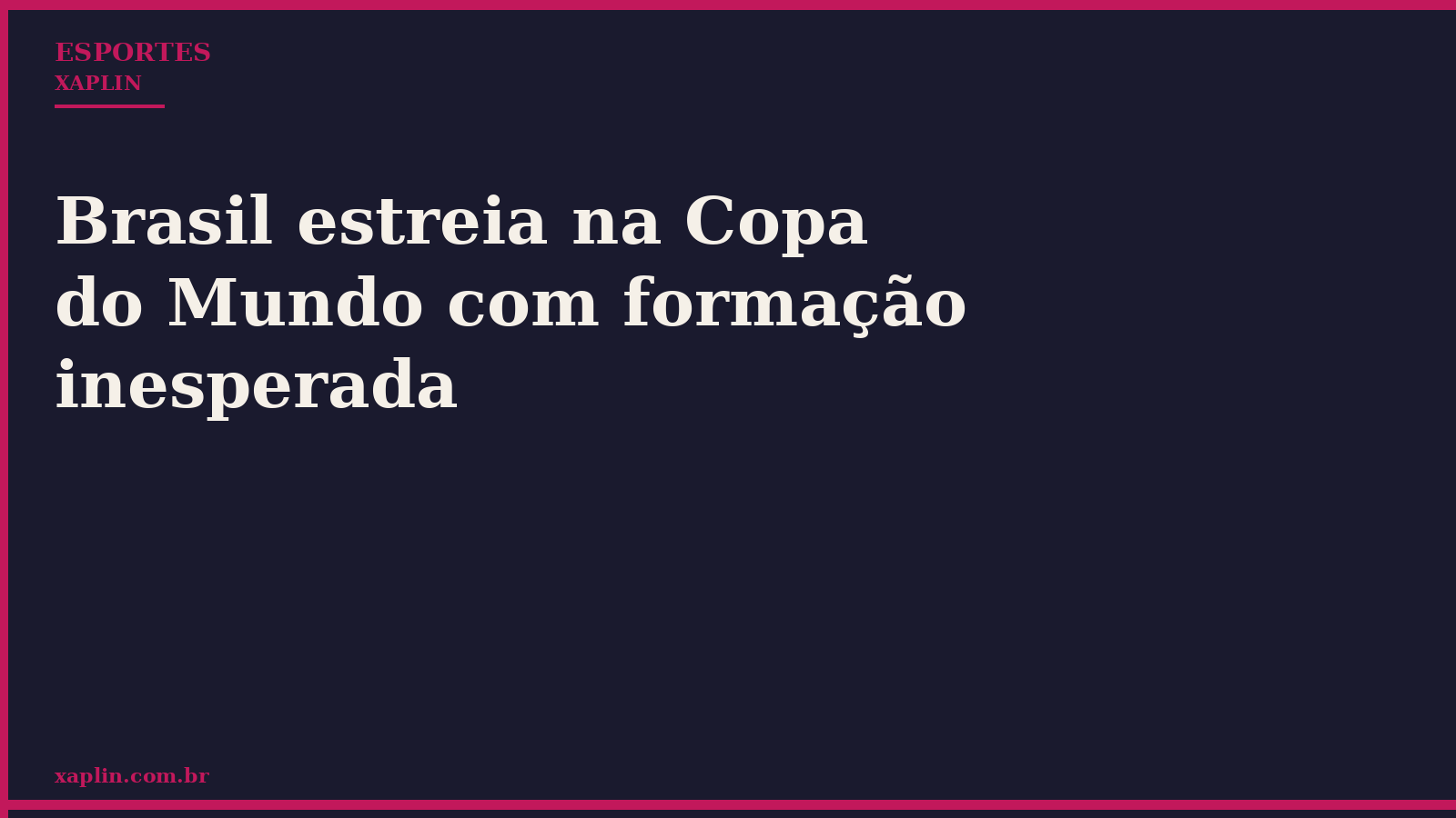 Brasil estreia na Copa do Mundo com formação inesperada