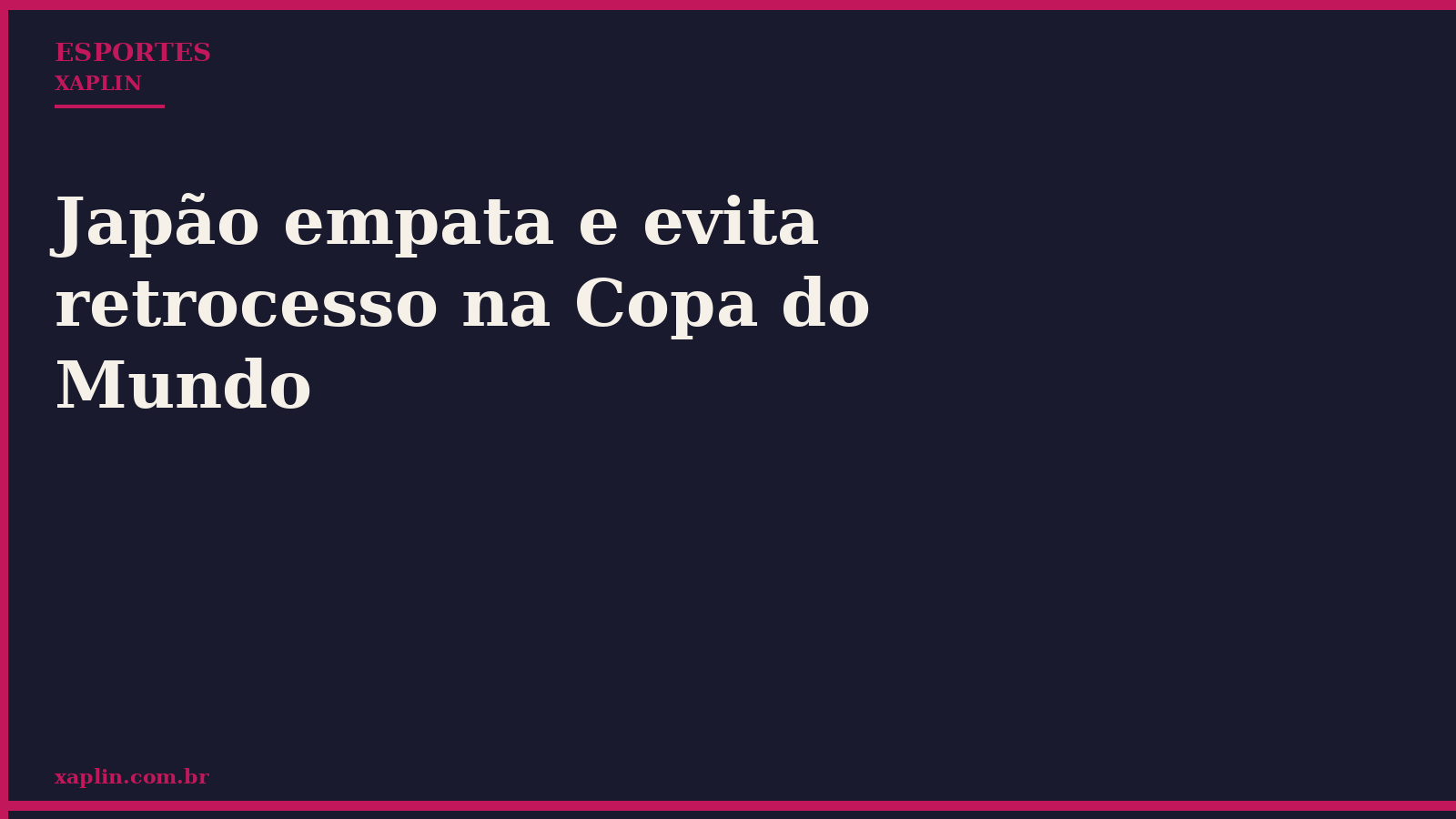 Japão empata e evita retrocesso na Copa do Mundo