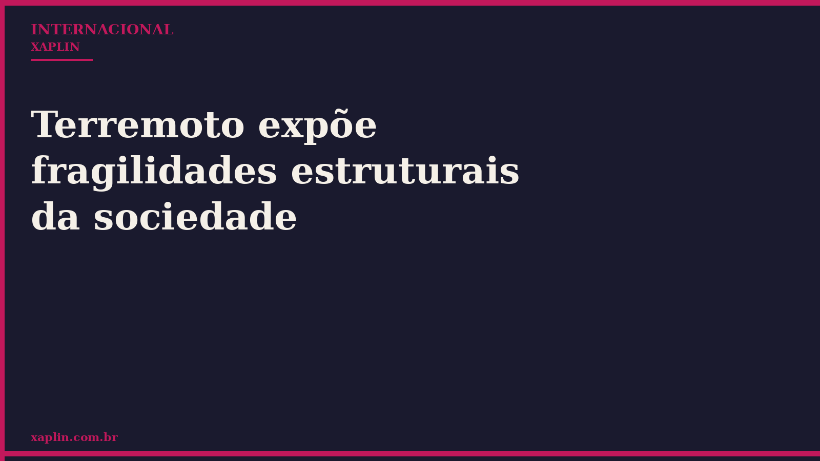 Terremoto expõe fragilidades estruturais da sociedade
