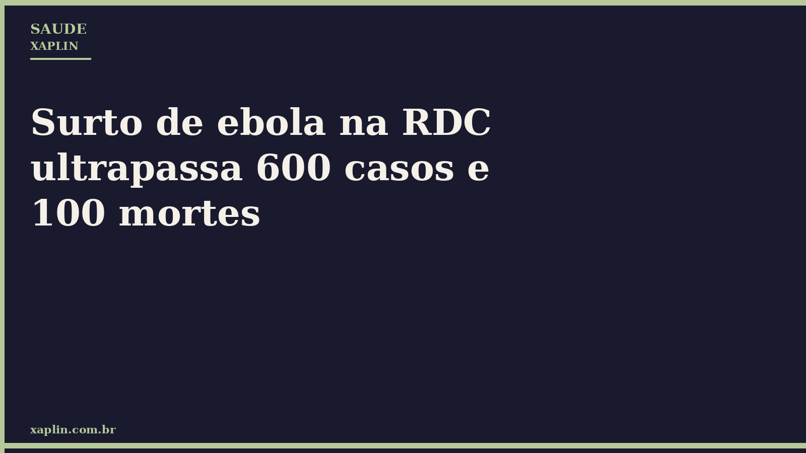 Surto de ebola na RDC ultrapassa 600 casos e 100 mortes