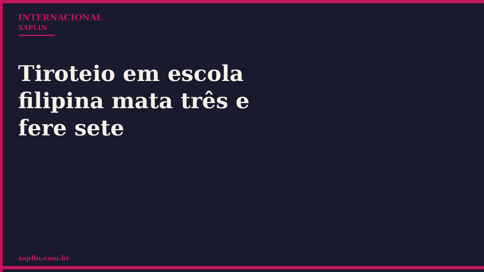 Tiroteio em escola filipina mata três e fere sete