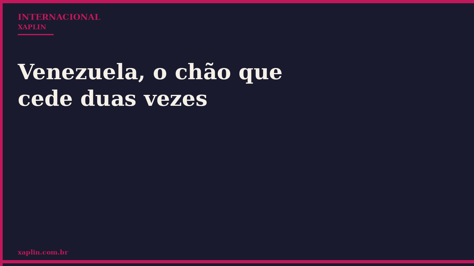 Venezuela, o chão que cede duas vezes