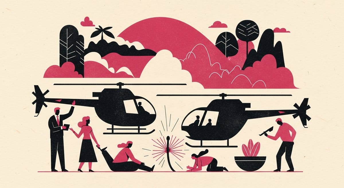 Ilustração editorial: Anac investiga transporte clandestino em colisão de helicópteros