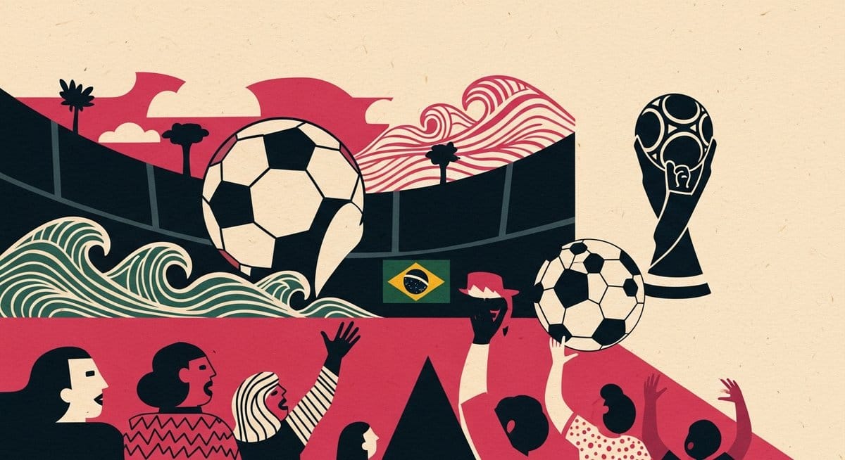 Ilustração editorial: Brasil empata com Marrocos em estreia na Copa do Mundo 2026