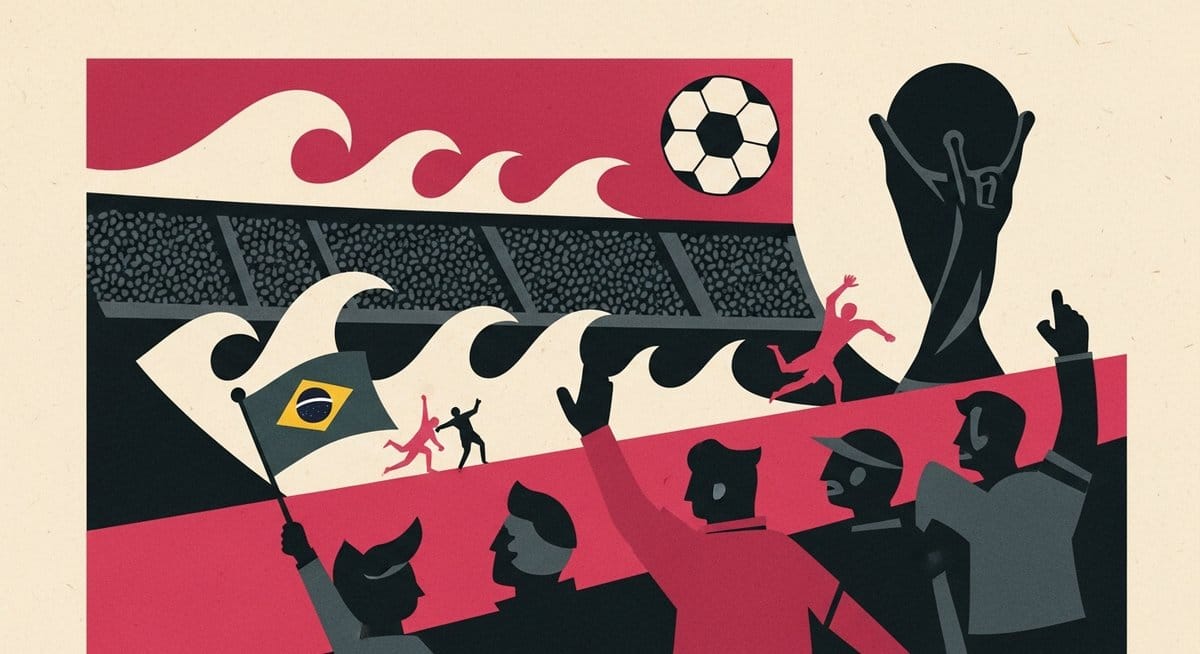 Ilustração editorial: Brasil empata com Marrocos na estreia da Copa do Mundo de 2026