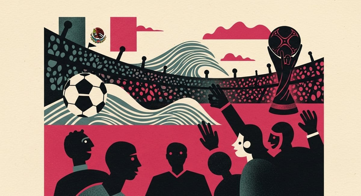 Ilustração editorial: México vence África do Sul na estreia da Copa do Mundo 2026