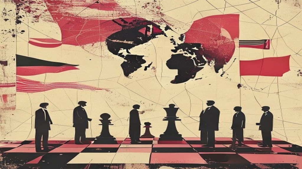 Ilustração editorial: Trump e Irã assinam acordo preliminar de paz no Oriente Médio