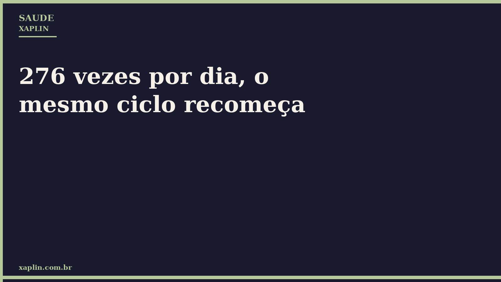 276 vezes por dia, o mesmo ciclo recomeça
