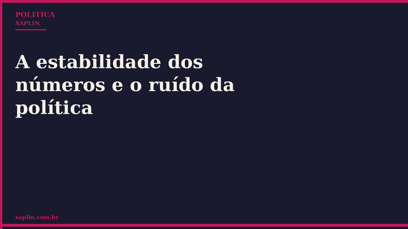 A estabilidade dos números e o ruído da política