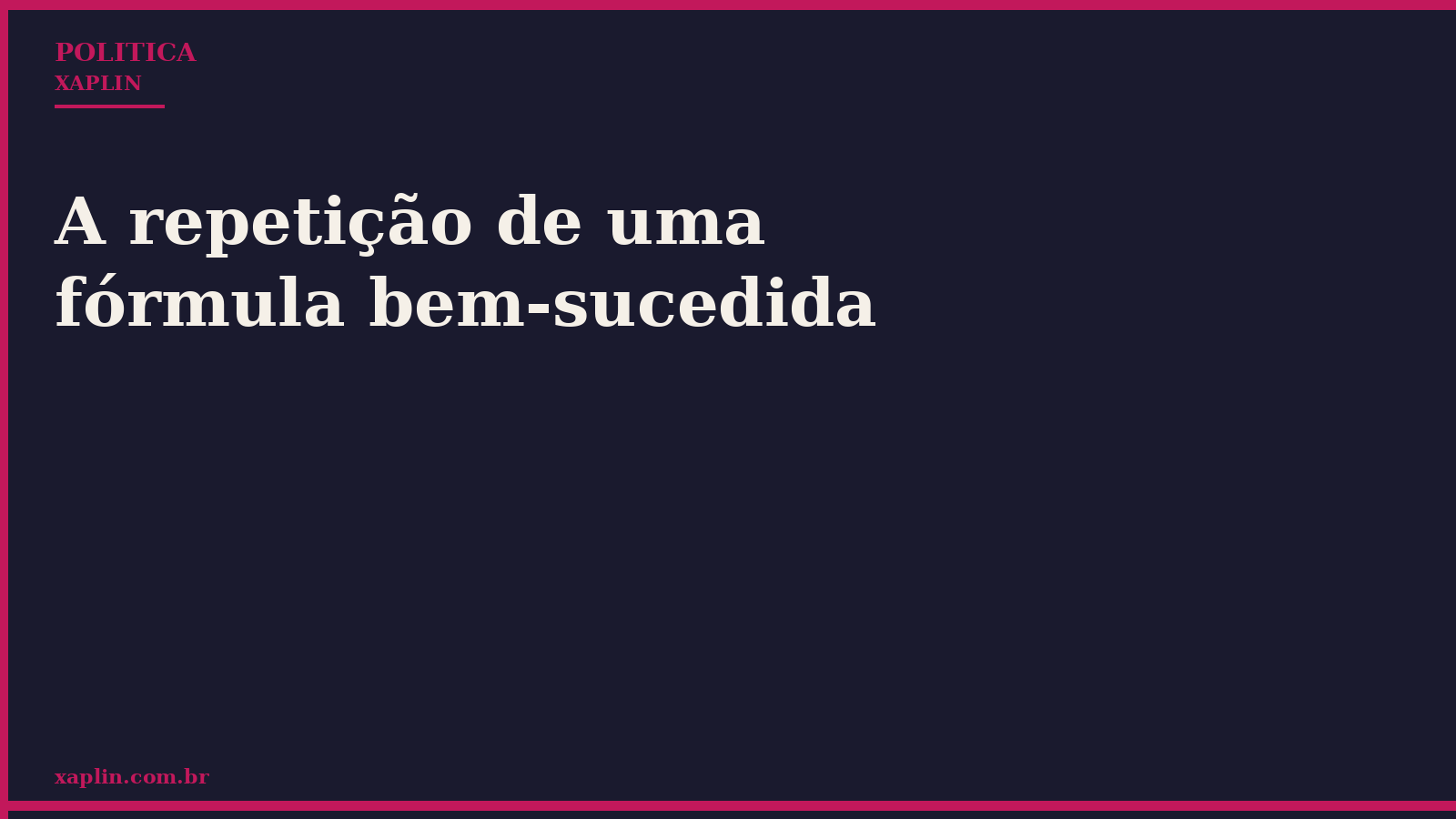 A repetição de uma fórmula bem-sucedida