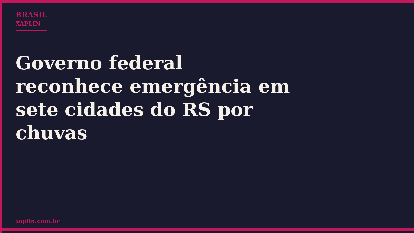 Governo federal reconhece emergência em sete cidades do RS por chuvas