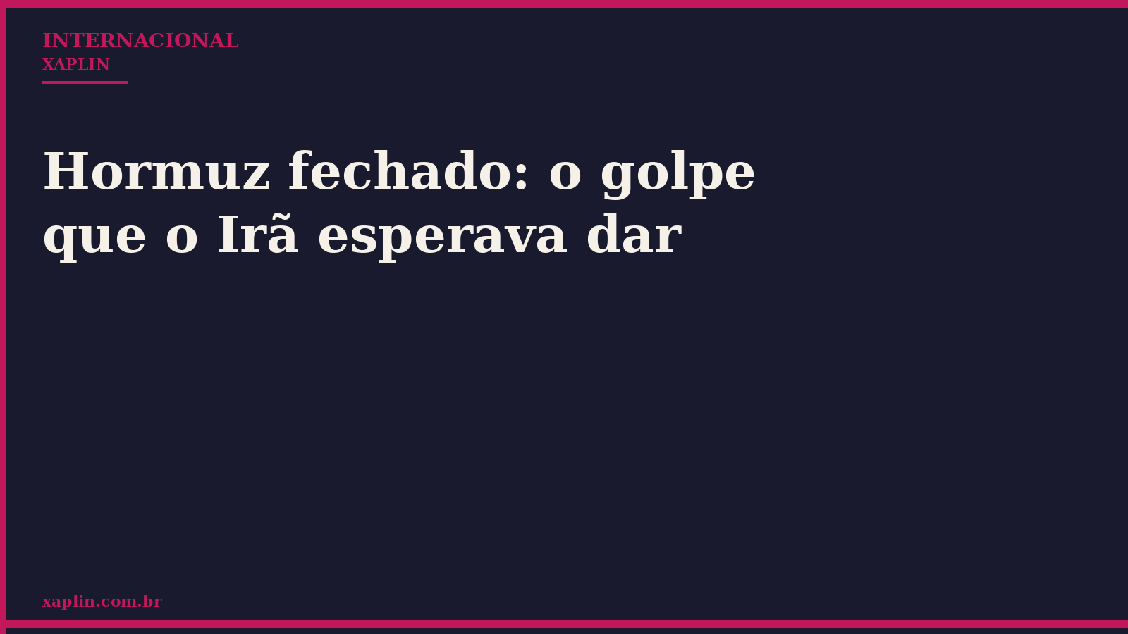 Hormuz fechado: o golpe que o Irã esperava dar