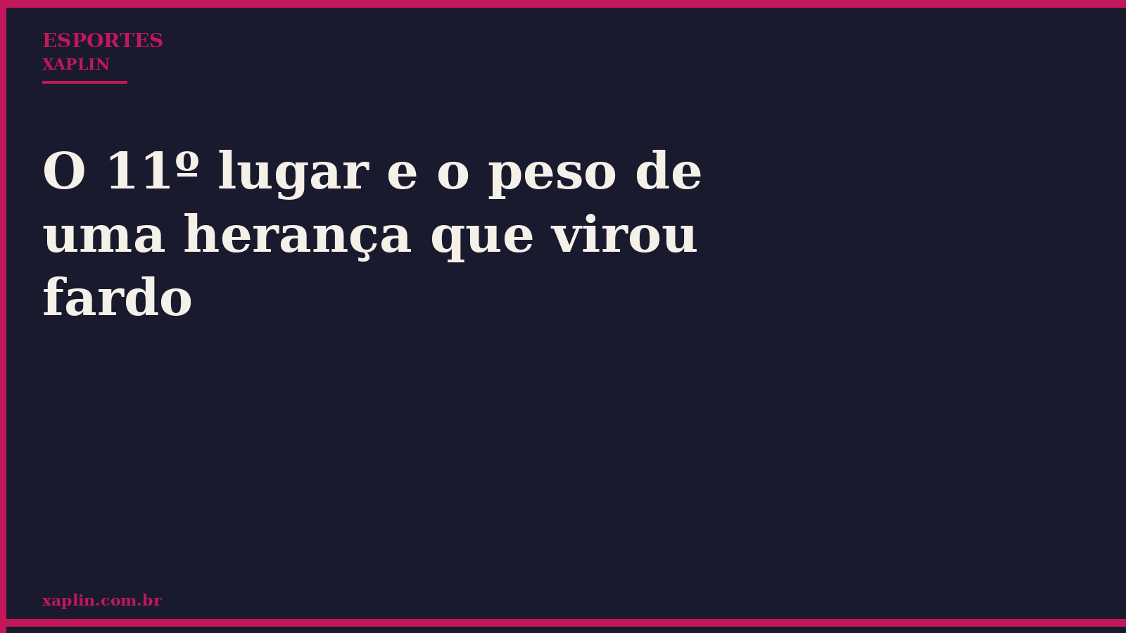 O 11º lugar e o peso de uma herança que virou fardo