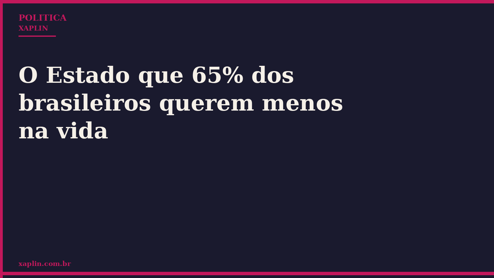 O Estado que 65% dos brasileiros querem menos na vida