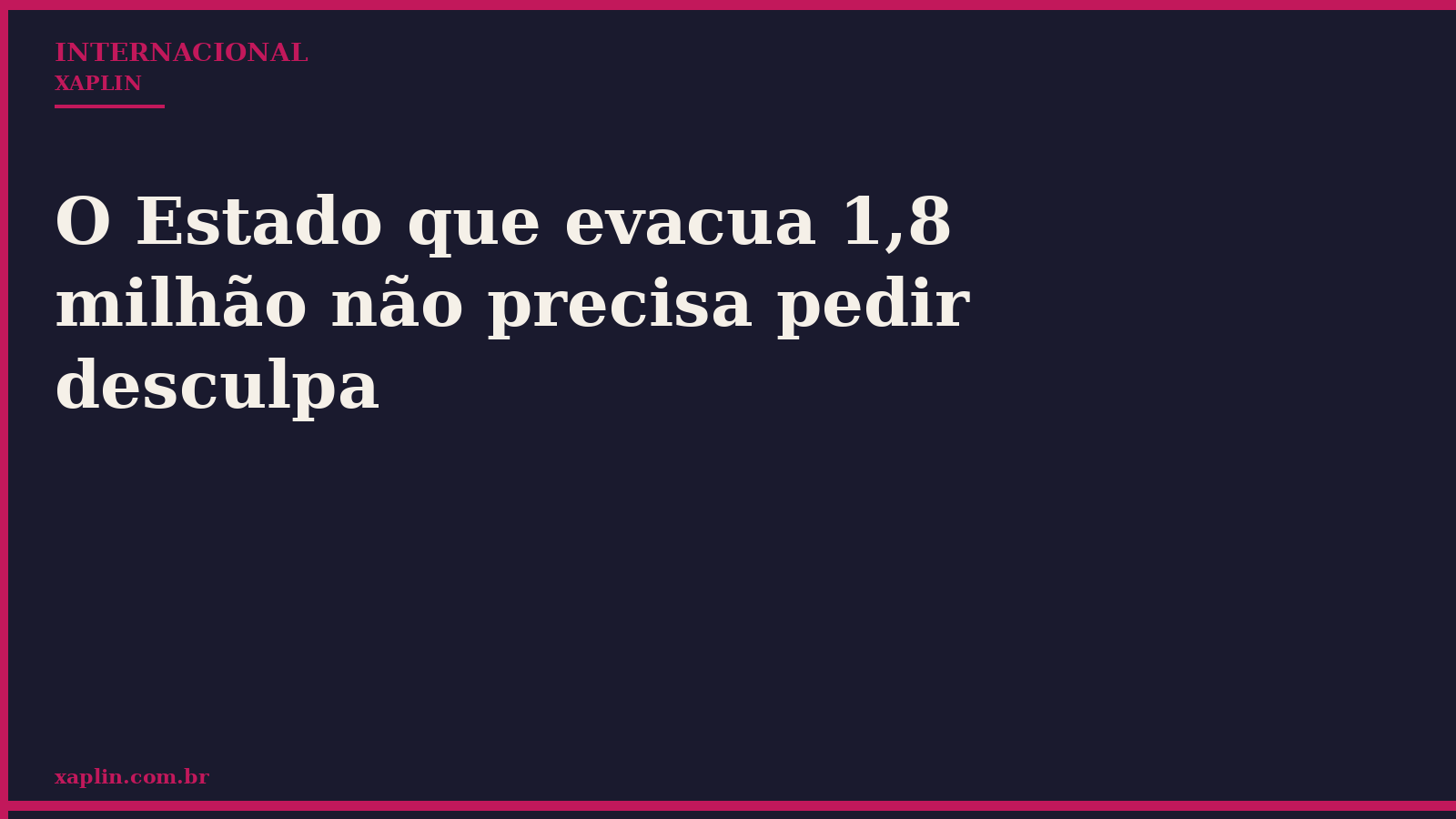 O Estado que evacua 1,8 milhão não precisa pedir desculpa