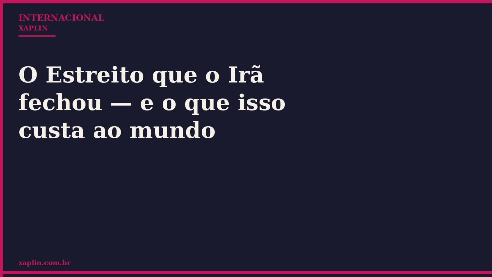 O Estreito que o Irã fechou — e o que isso custa ao mundo