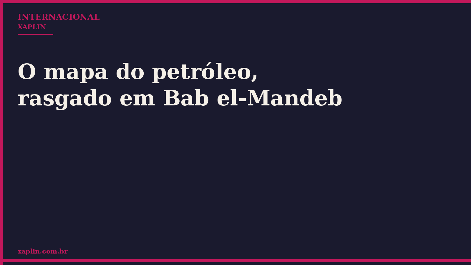 O mapa do petróleo, rasgado em Bab el-Mandeb