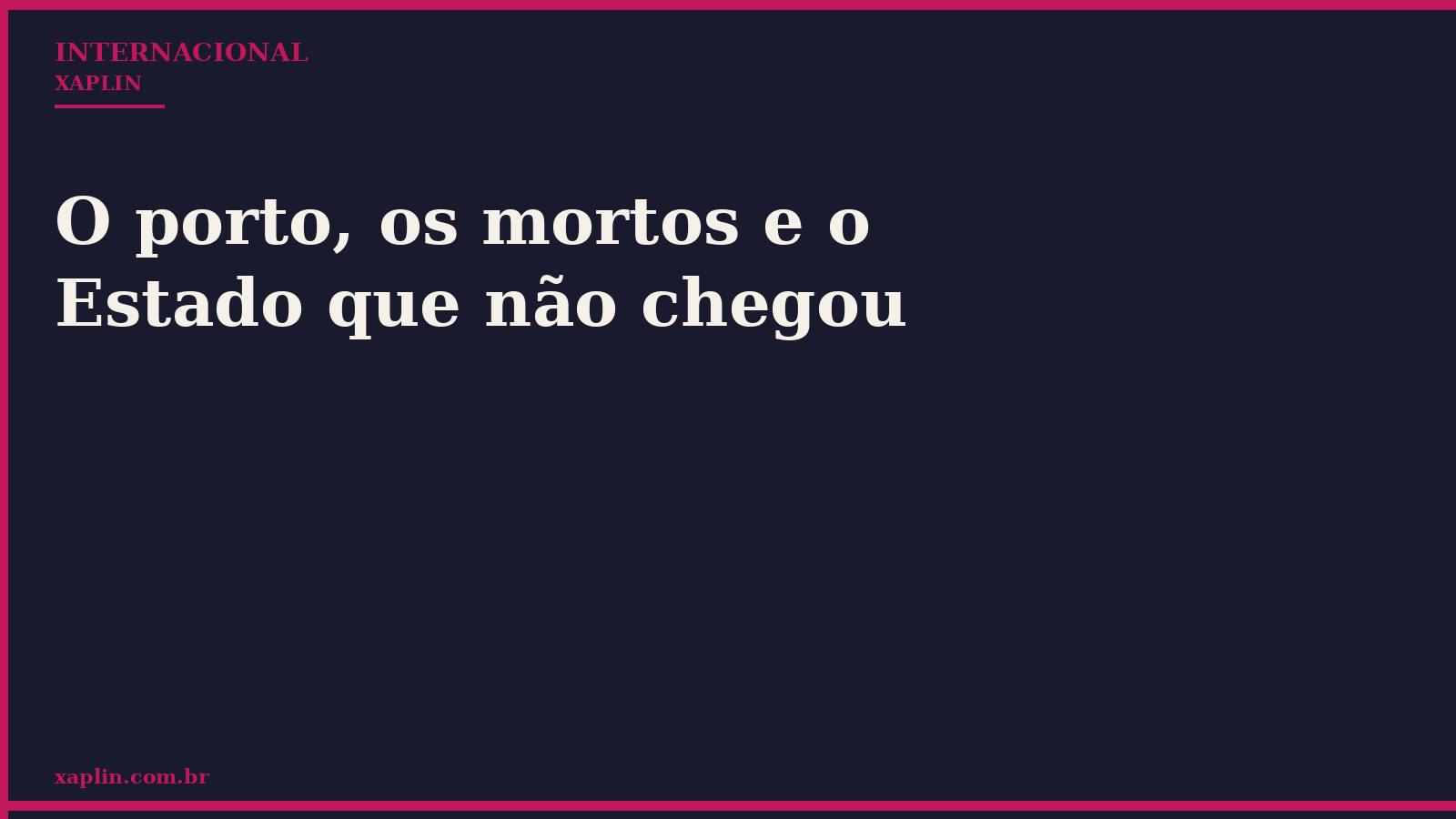 O porto, os mortos e o Estado que não chegou