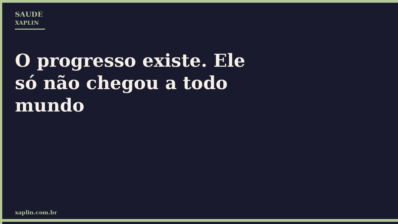 O progresso existe. Ele só não chegou a todo mundo