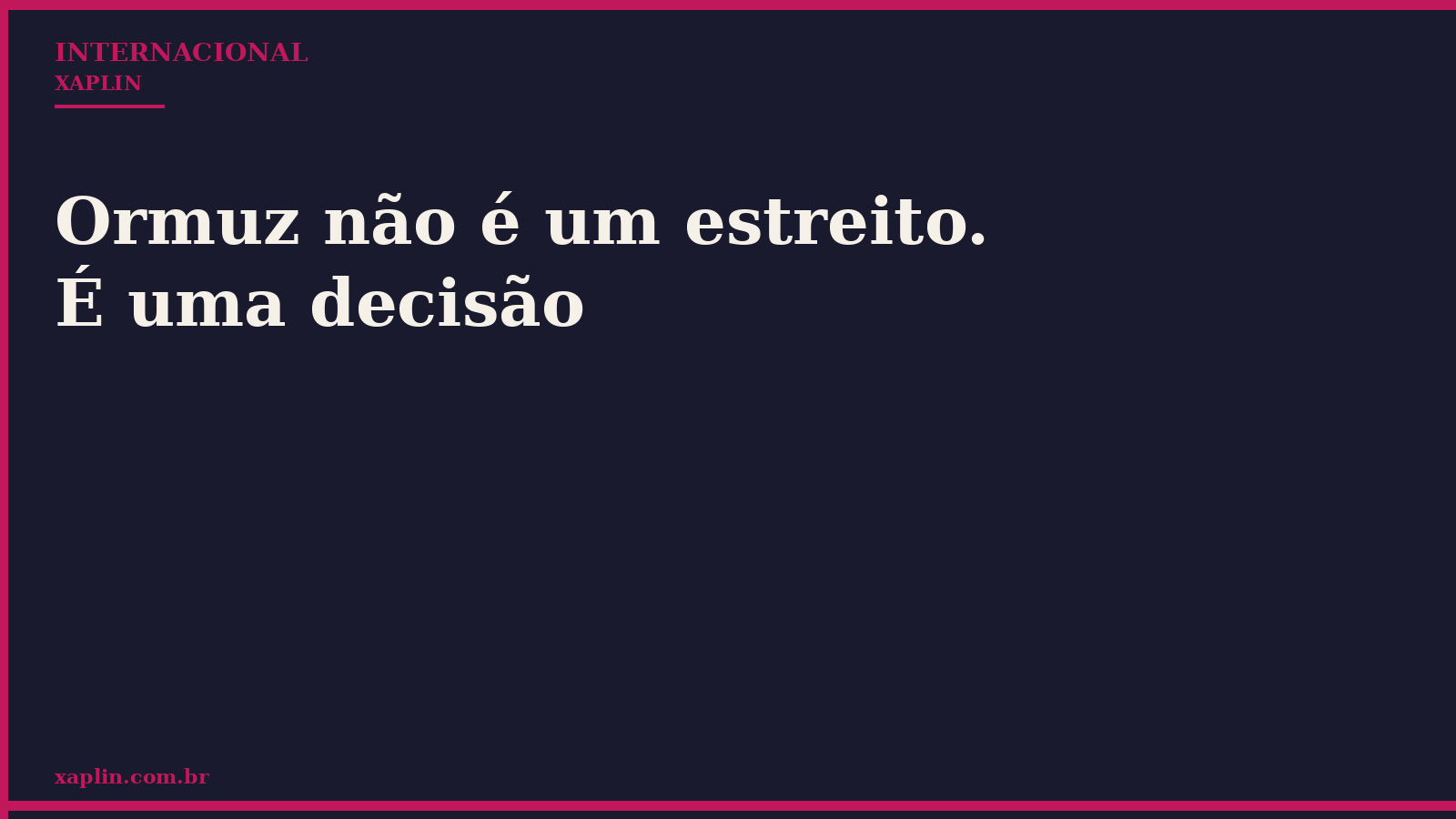 Ormuz não é um estreito. É uma decisão