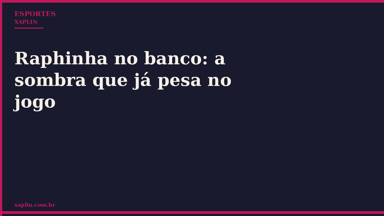 Raphinha no banco: a sombra que já pesa no jogo