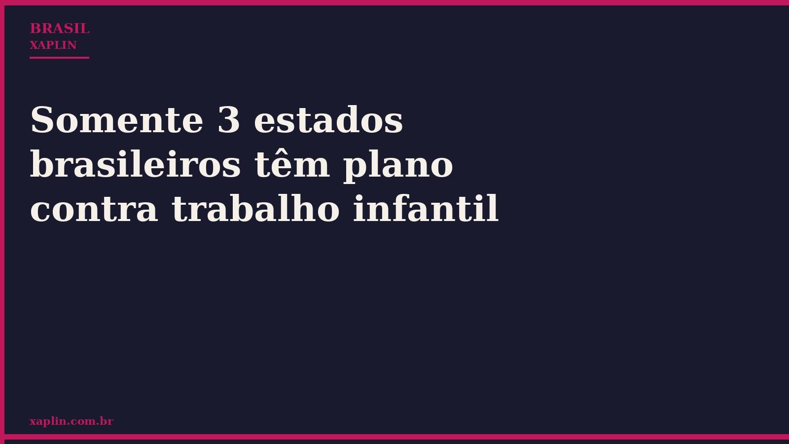 Somente 3 estados brasileiros têm plano contra trabalho infantil
