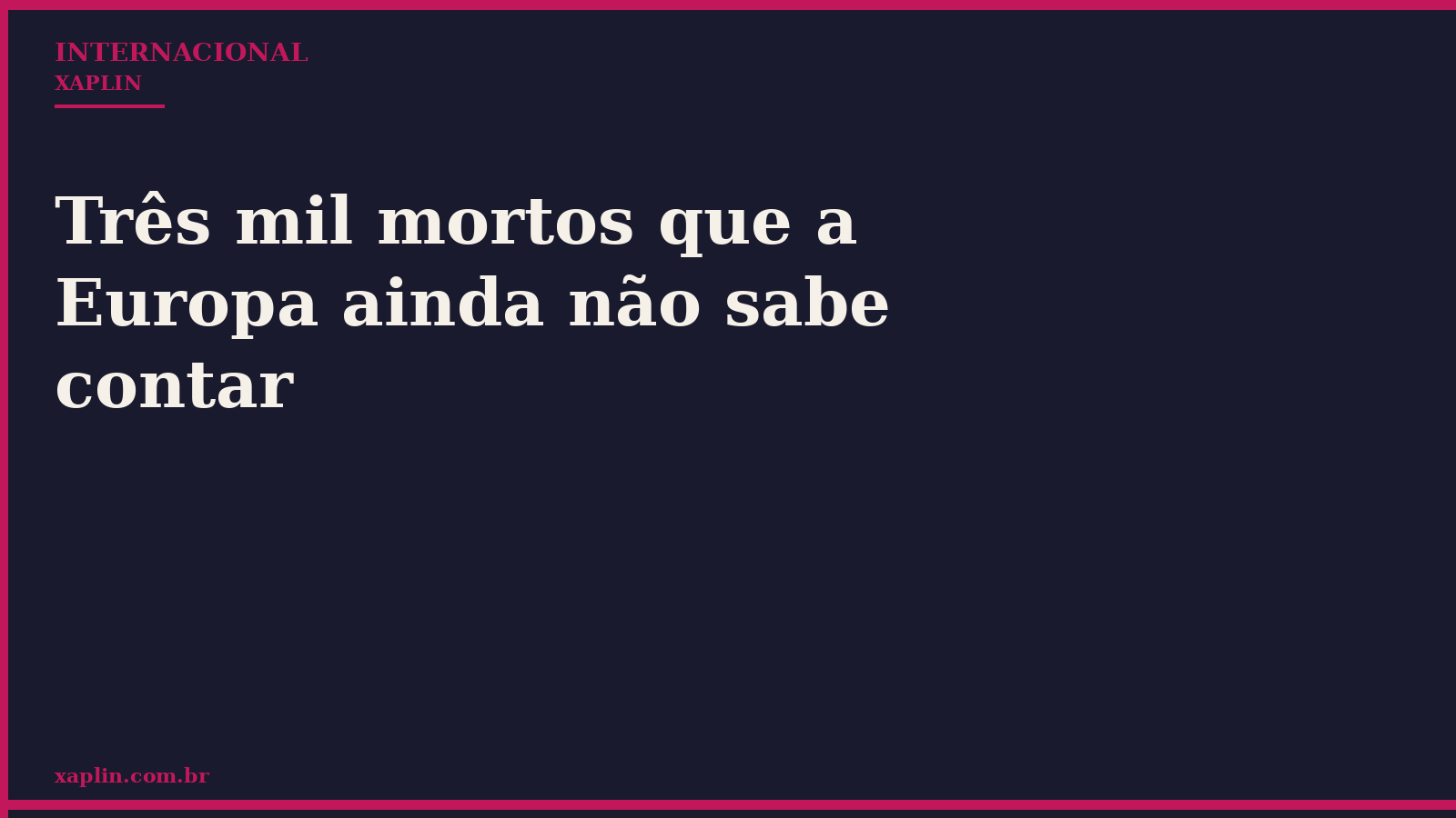 Três mil mortos que a Europa ainda não sabe contar
