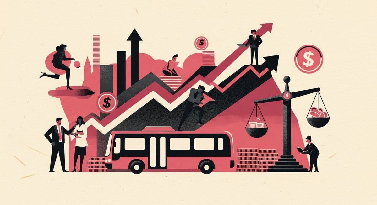 Ilustração editorial: Banco Luso Brasileiro prevê expansão de ônibus elétricos com BNDES