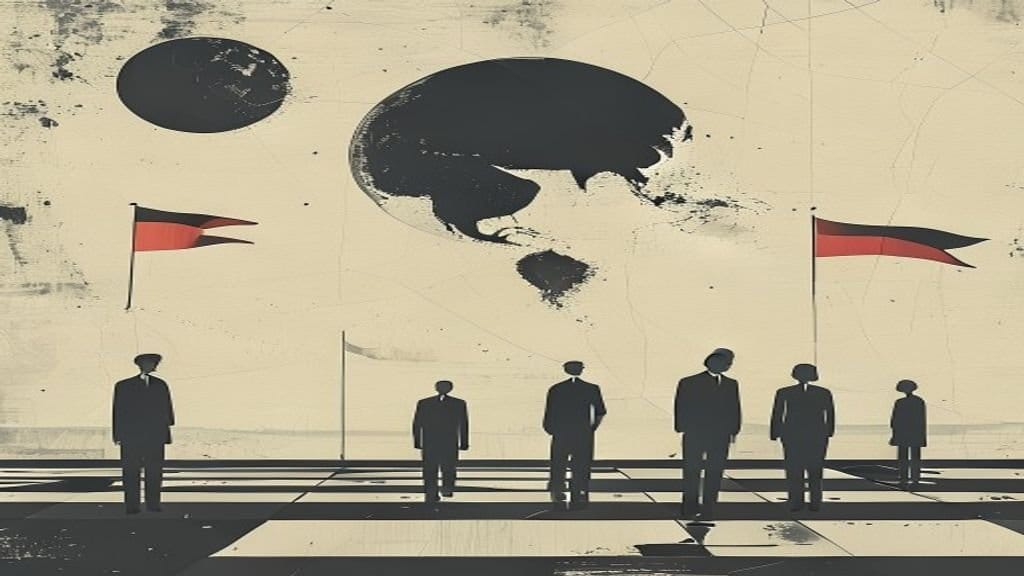 Ilustração editorial: Irã ataca países do Golfo e fecha Estreito de Ormuz após bombardeios