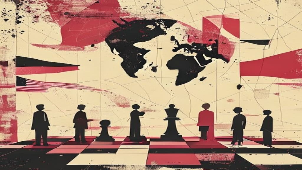 Ilustração editorial: Irã fecha Estreito de Ormuz e EUA lançam novos ataques