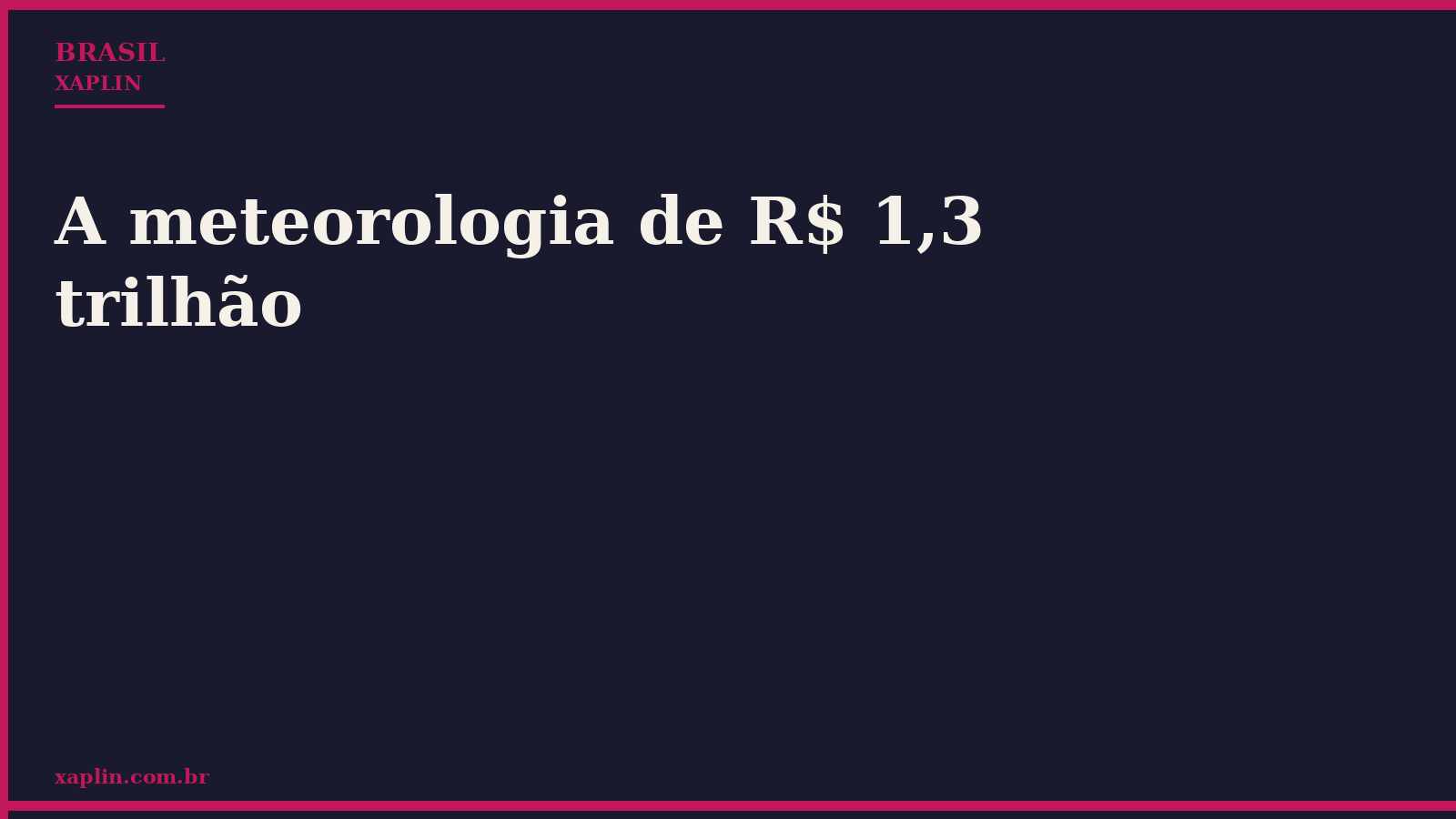 A meteorologia de R$ 1,3 trilhão