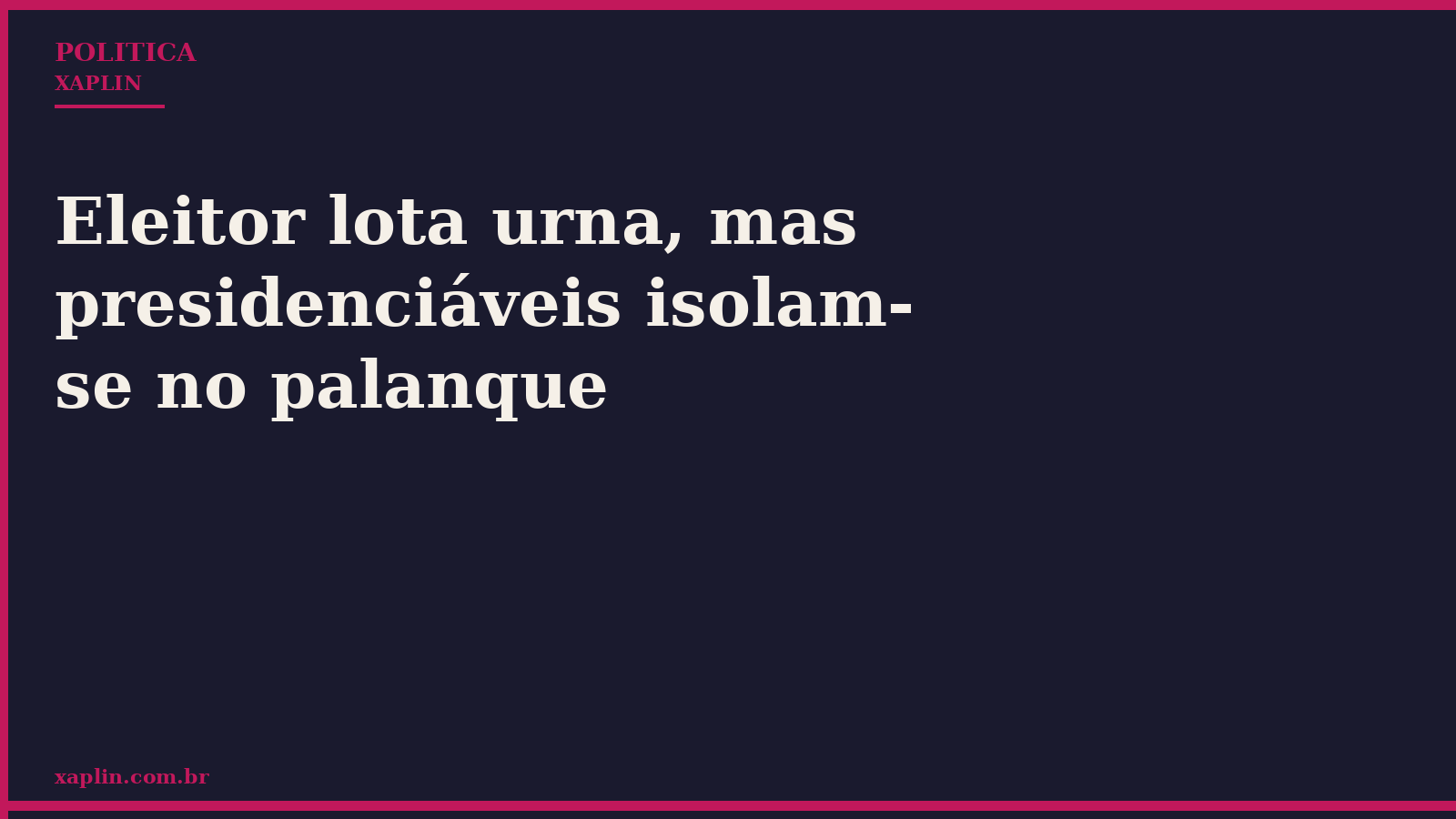 Eleitor lota urna, mas presidenciáveis isolam-se no palanque