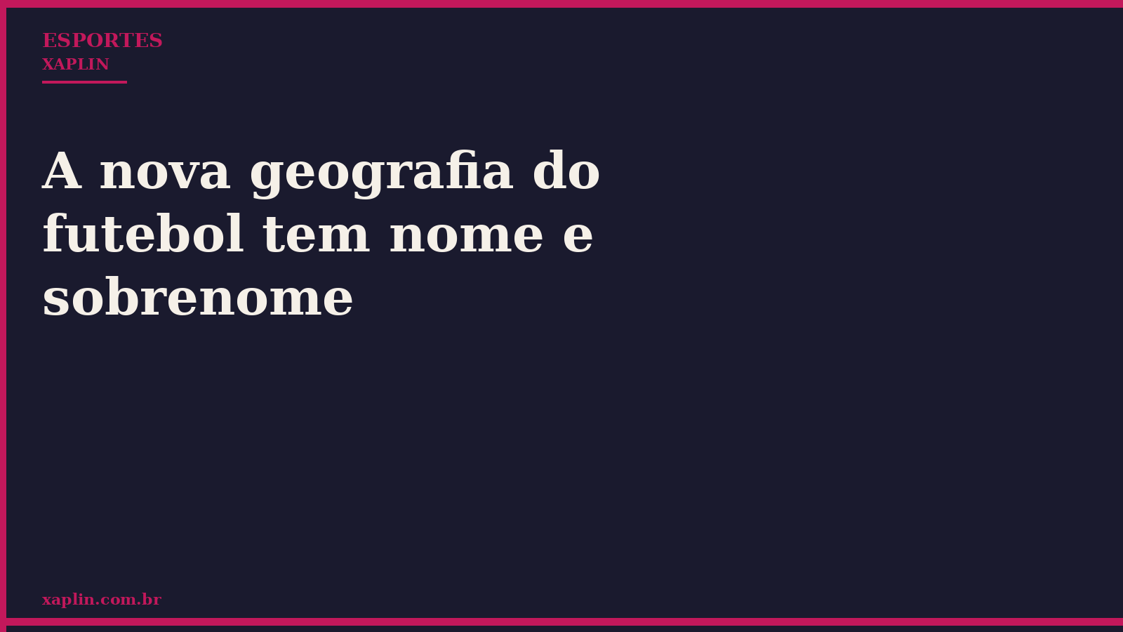 A nova geografia do futebol tem nome e sobrenome