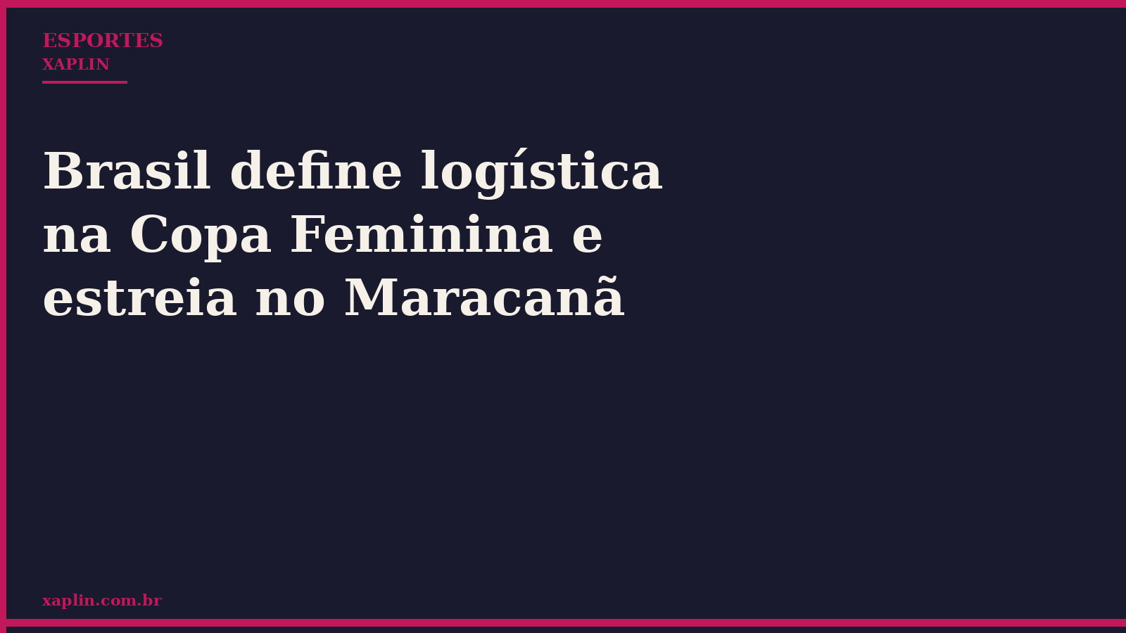 Brasil define logística na Copa Feminina e estreia no Maracanã