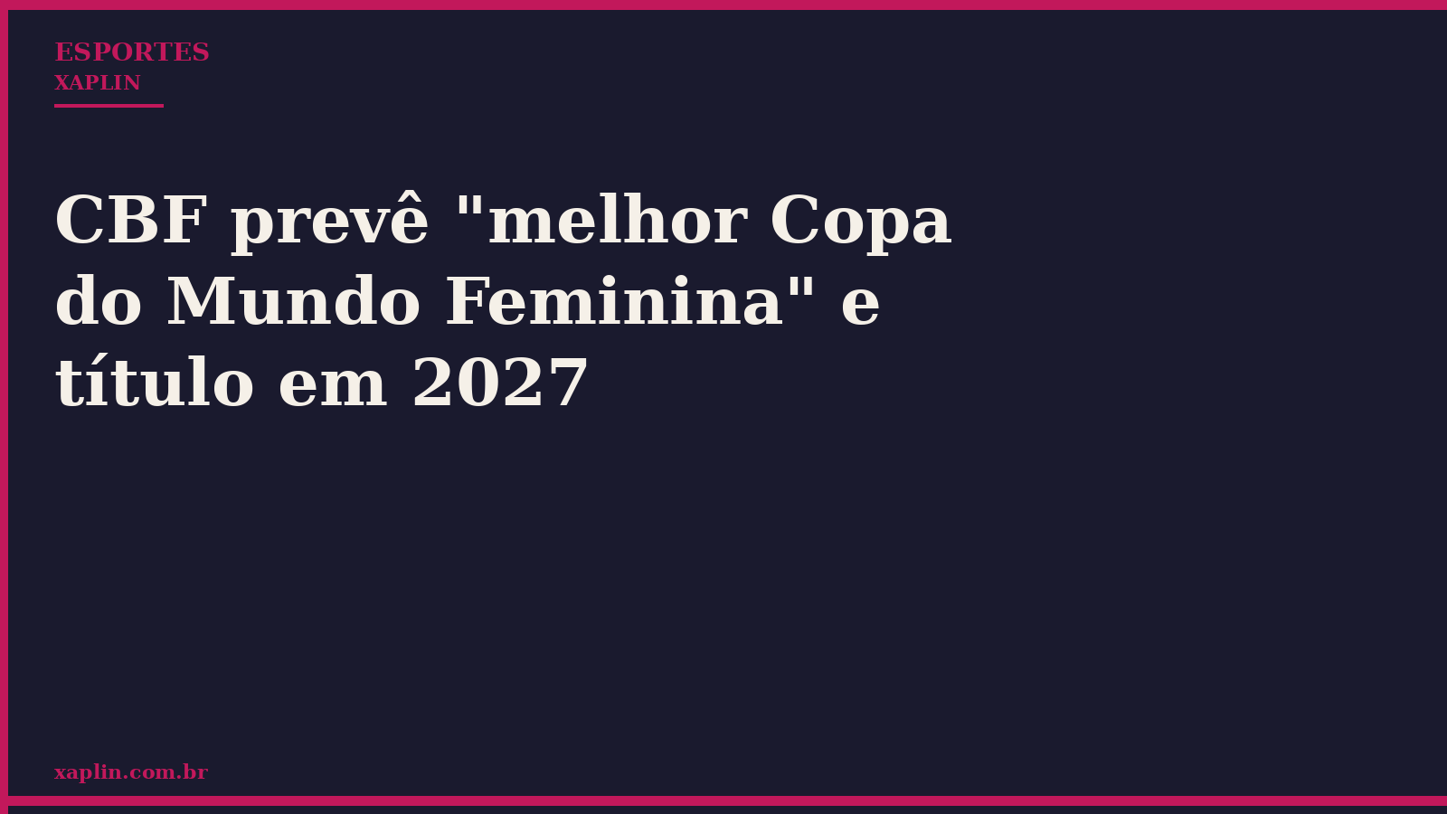 CBF prevê "melhor Copa do Mundo Feminina" e título em 2027