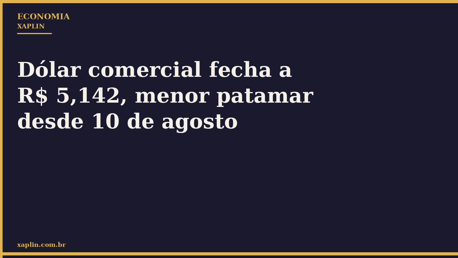 Dólar comercial fecha a R$ 5,142, menor patamar desde 10 de agosto