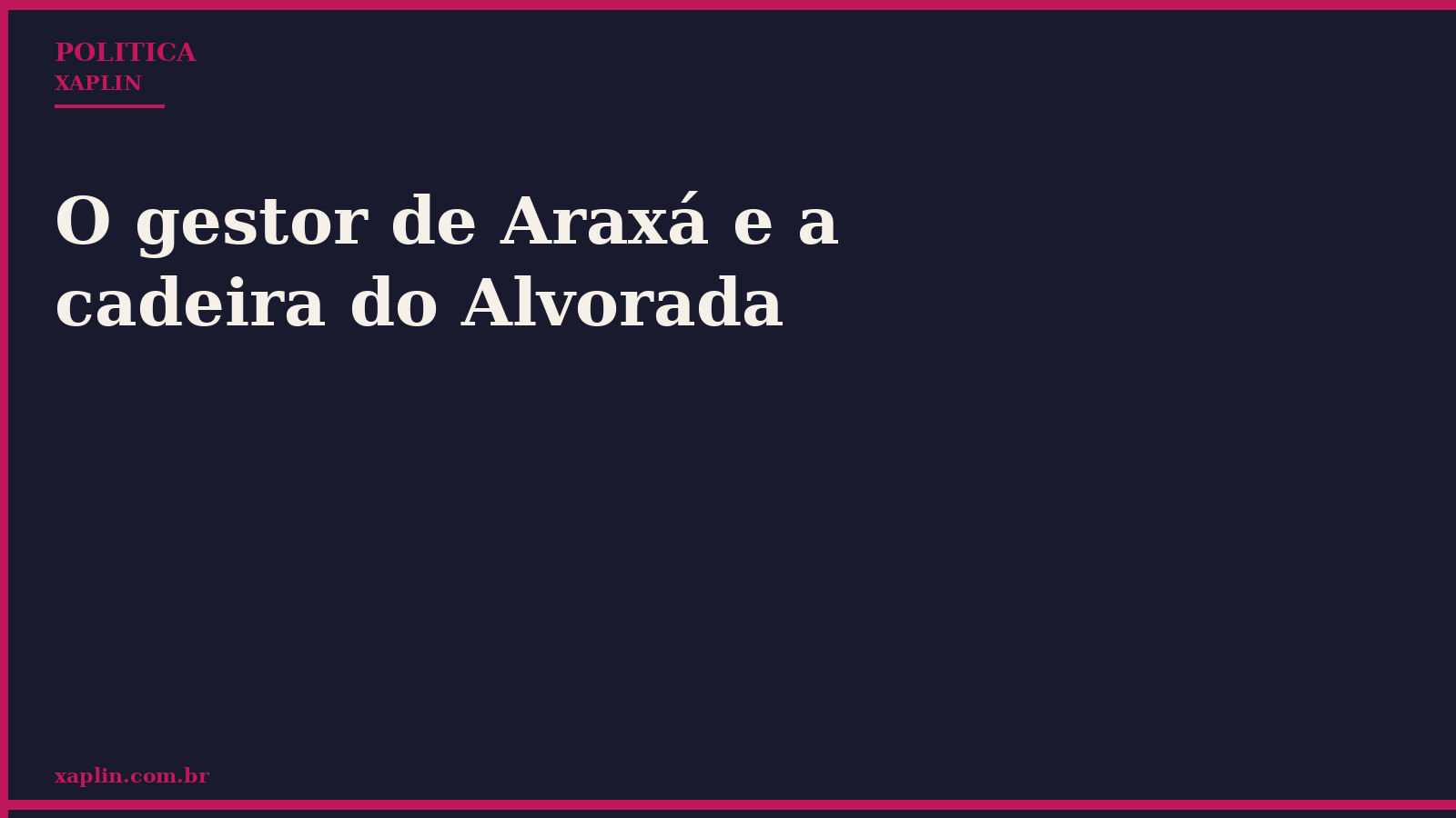 O gestor de Araxá e a cadeira do Alvorada