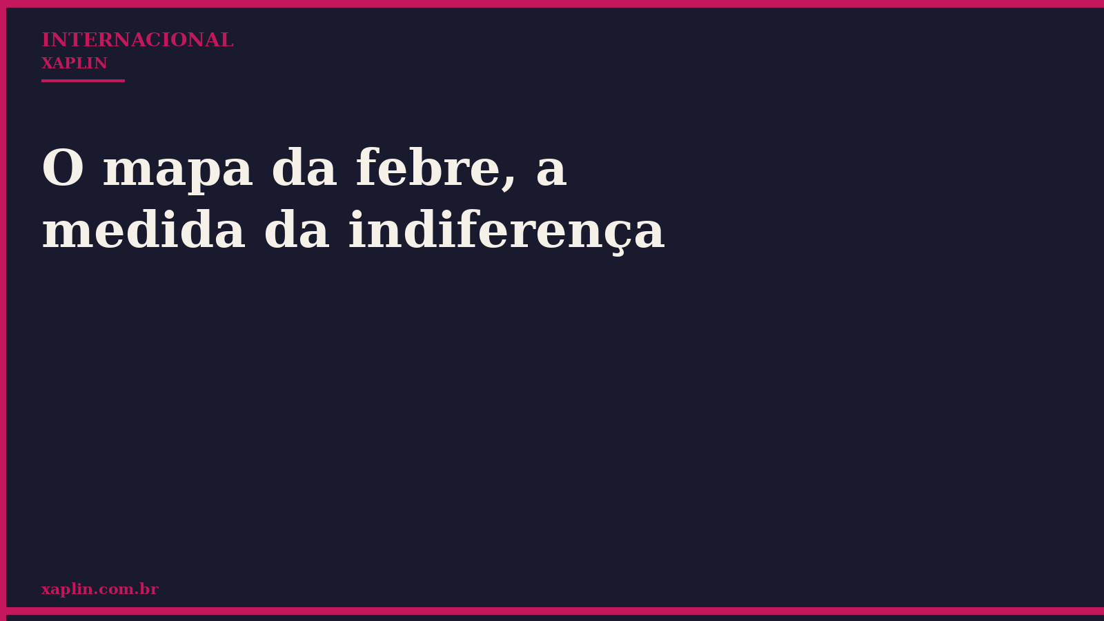 O mapa da febre, a medida da indiferença