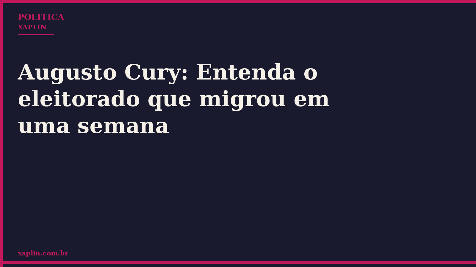 Augusto Cury: Entenda o eleitorado que migrou em uma semana