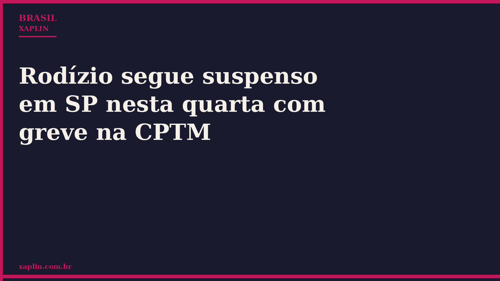 Rodízio segue suspenso em SP nesta quarta com greve na CPTM