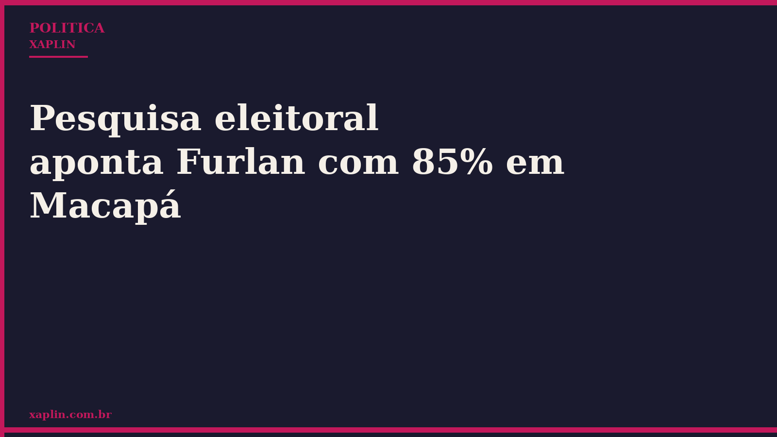 Pesquisa eleitoral aponta Furlan com 85% em Macapá
