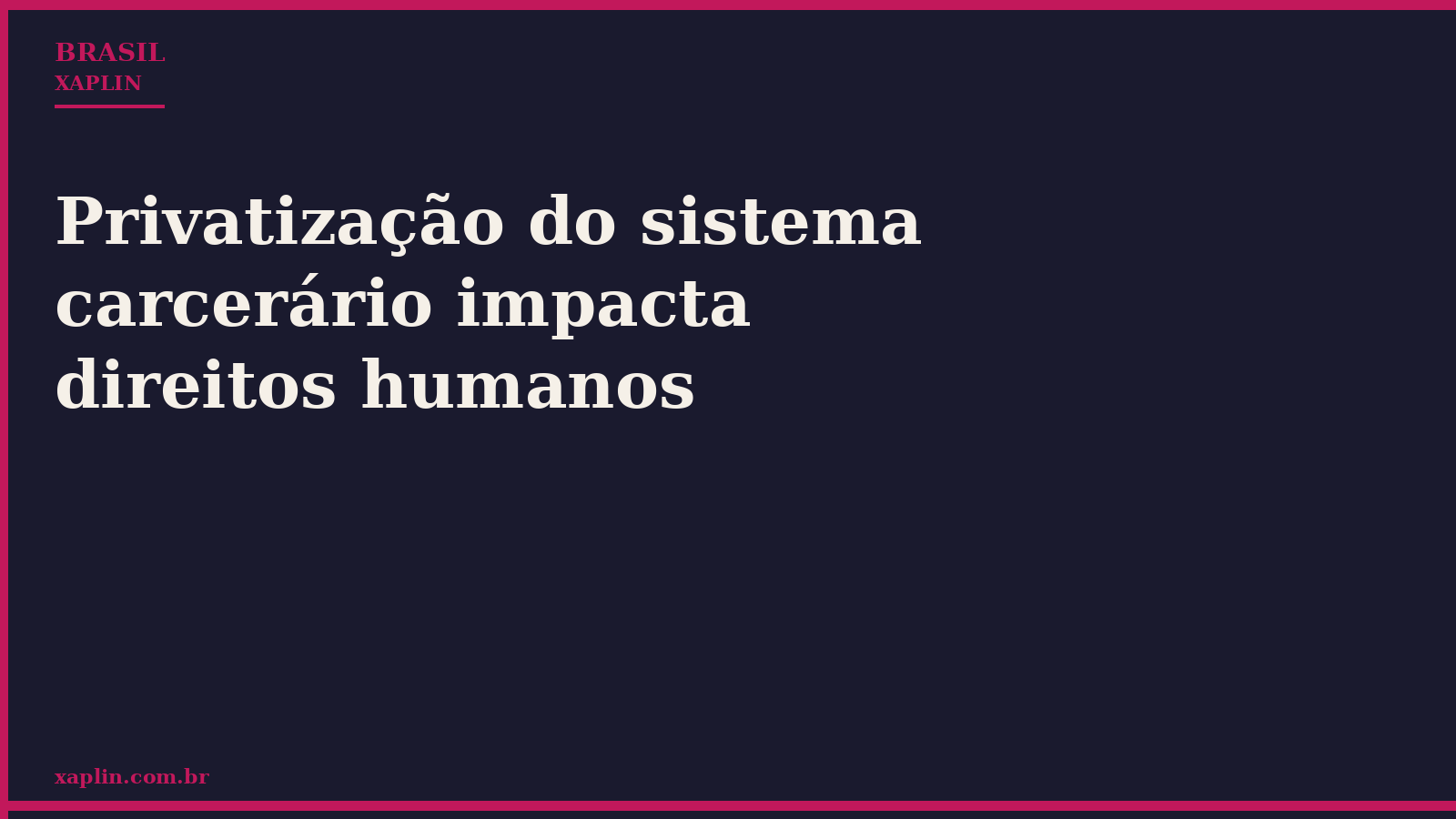 Privatização do sistema carcerário impacta direitos humanos